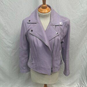 Purple leather bomber jacket